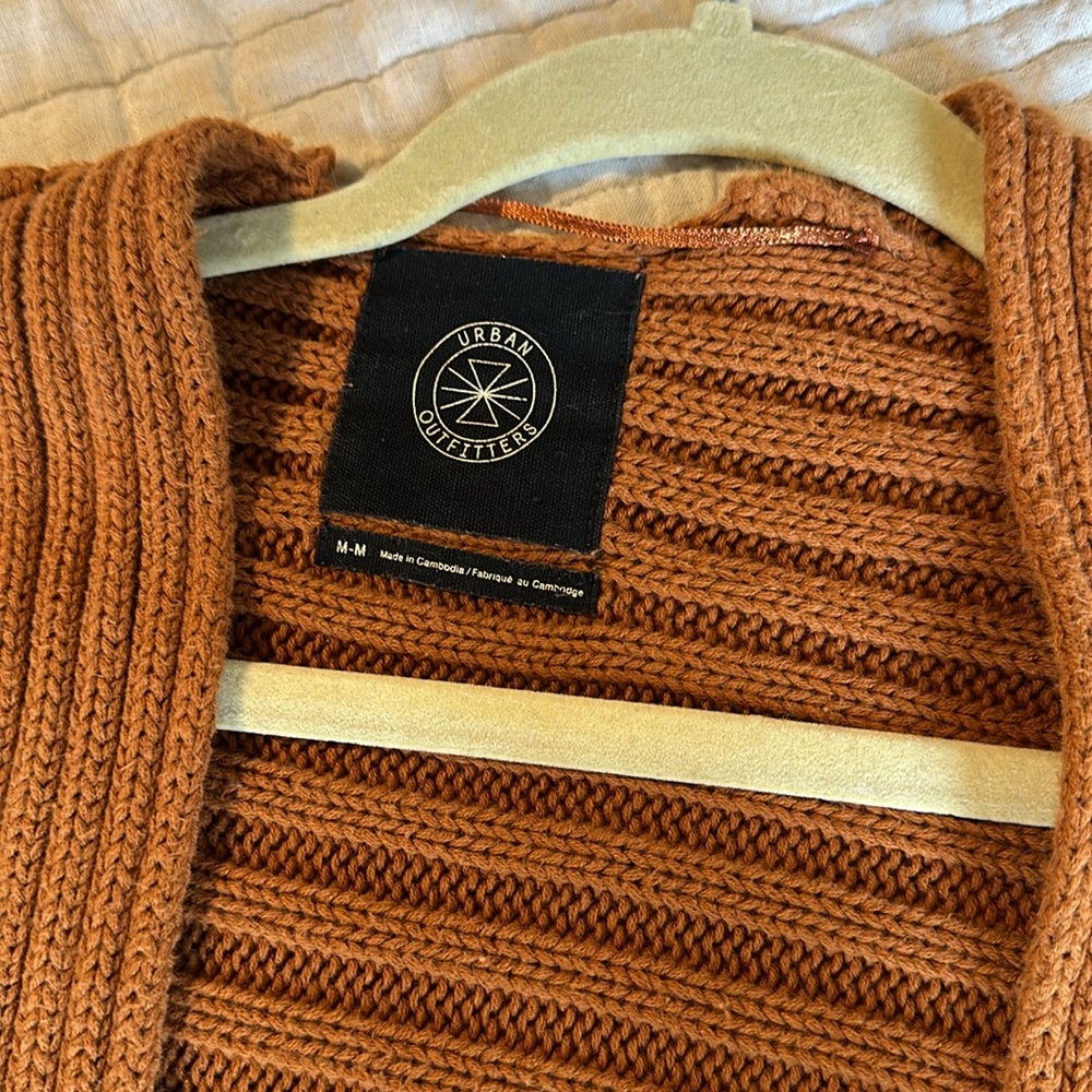 UO Leo Ribbed Open-Front Cardigan - Copper - Picture 5 of 5